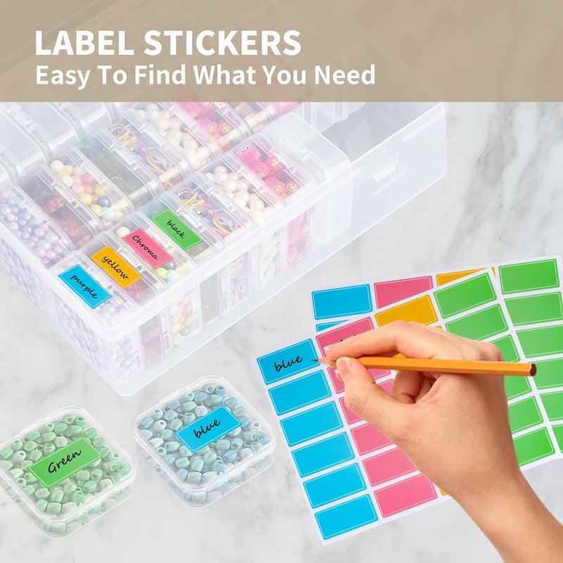 FARQAN Bead Organizer Box, 30Pcs Small Clear Plastic Bead Storage Containers, 1 Craft Storage Box with Hinged Lid, 120 Labels, Mini Box for Jewelry Making DIY Bracelets Beading Nails Screws Seeds Small Parts - Image 4